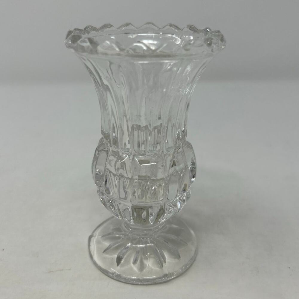 Crystal Clear Lead Bud Vase with Pedestal Base & Scalloped Edge
